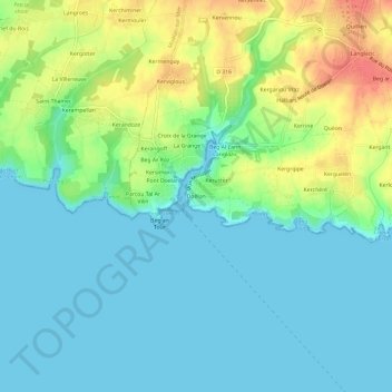 Topografische Karte Doelan, Höhe, Relief