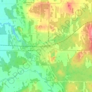 Topografische Karte Acton Vale, Höhe, Relief