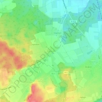 Topografische Karte Wettlkam, Höhe, Relief