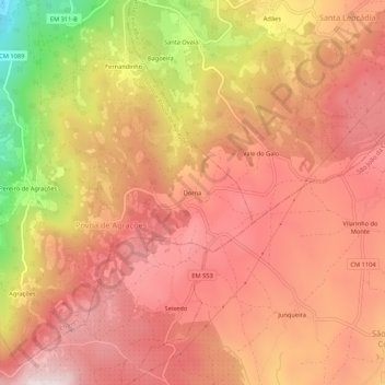 Topografische Karte Dorna, Höhe, Relief