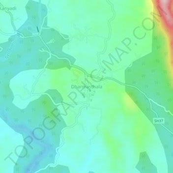 Topografische Karte Dharmasthala, Höhe, Relief