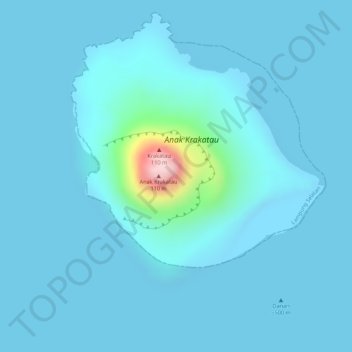Topografische Karte Anak Krakatau, Höhe, Relief