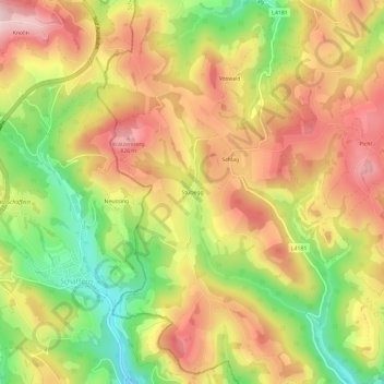 Topografische Karte Stübegg, Höhe, Relief