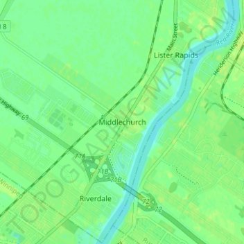 Topografische Karte Middlechurch, Höhe, Relief