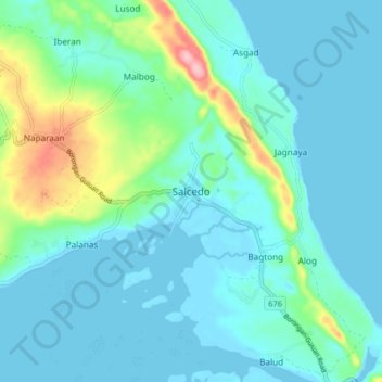 Topografische Karte Salcedo, Höhe, Relief