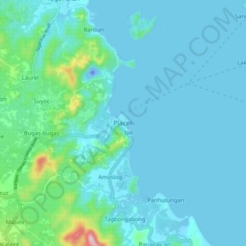 Topografische Karte Placer, Höhe, Relief