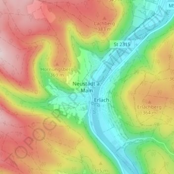 Topografische Karte Neustadt a. Main, Höhe, Relief