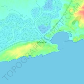 Topografische Karte Jafarabad, Höhe, Relief