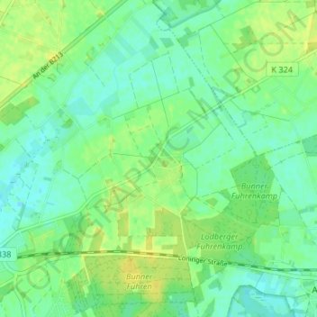 Topografische Karte Lodbergen, Höhe, Relief
