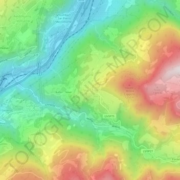 Topografische Karte Teis, Höhe, Relief