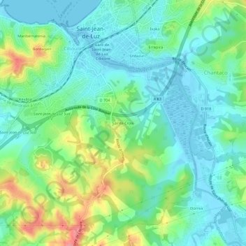 Topografische Karte Sainte-Croix, Höhe, Relief