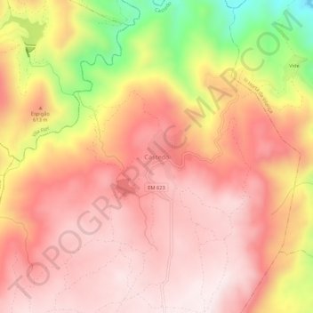Topografische Karte Castedo, Höhe, Relief
