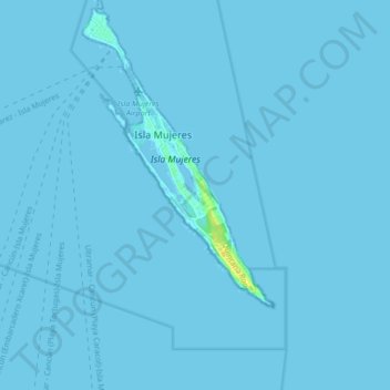 Topografische Karte Isla Mujeres, Höhe, Relief