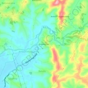 Topografische Karte Andranovao, Höhe, Relief