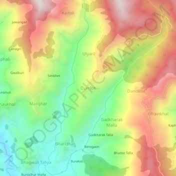 Topografische Karte Dumlot, Höhe, Relief