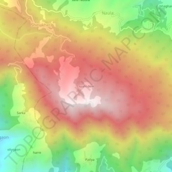 Topografische Karte syahi devi, Höhe, Relief