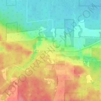 Topografische Karte Grand View, Höhe, Relief