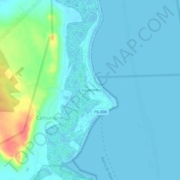 Topografische Karte Coqueirinho, Höhe, Relief