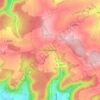 Topografische Karte Flinsberg, Höhe, Relief