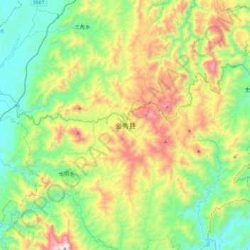 Topografische Karte 金秀县, Höhe, Relief
