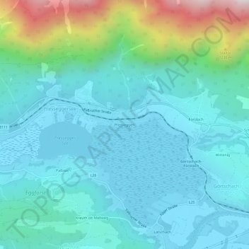 Topografische Karte Presseggen, Höhe, Relief