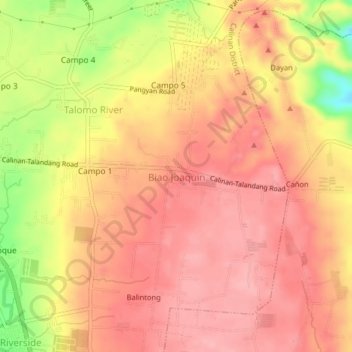 Topografische Karte Biao Joaquin, Höhe, Relief