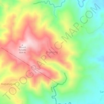 Topografische Karte Bontong, Höhe, Relief