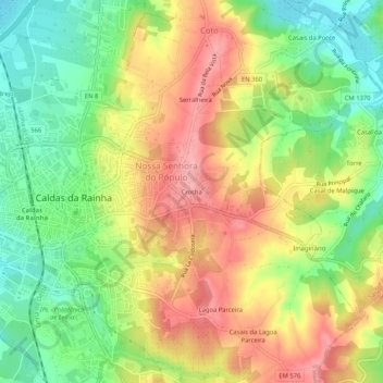 Topografische Karte Crocha, Höhe, Relief