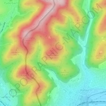 Topografische Karte Höllenstein, Höhe, Relief