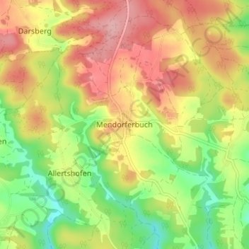 Topografische Karte Mendorferbuch, Höhe, Relief