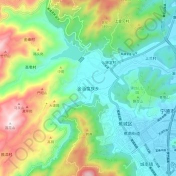 Topografische Karte 金涵畲族乡, Höhe, Relief