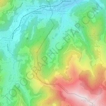 Topografische Karte Oberbreitenbach, Höhe, Relief