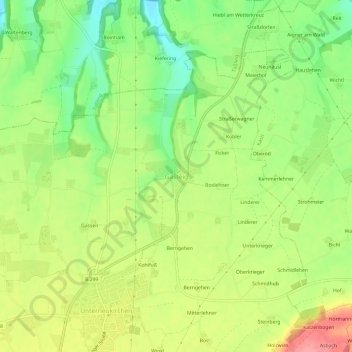 Topografische Karte Gasteig, Höhe, Relief