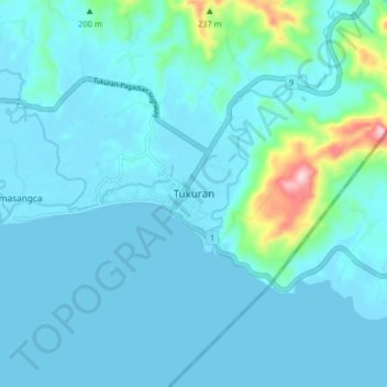 Topografische Karte Tukuran, Höhe, Relief