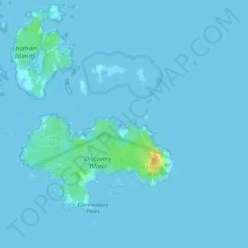 Topografische Karte Thunder Cove, Höhe, Relief