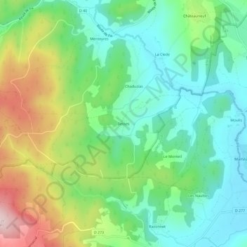 Topografische Karte Besses, Höhe, Relief