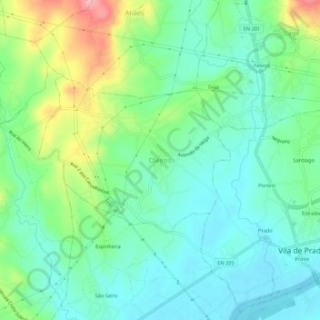 Topografische Karte Oleiros, Höhe, Relief