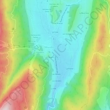 Topografische Karte La Verne, Höhe, Relief