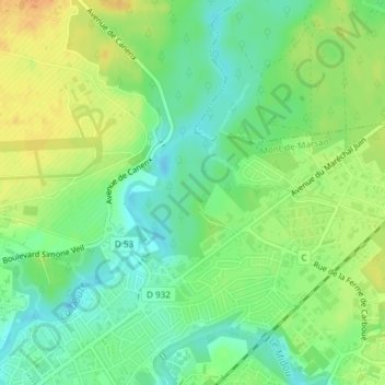 Topografische Karte Nonères, Höhe, Relief