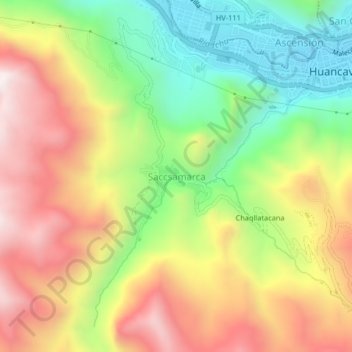 Topografische Karte Saccsamarca, Höhe, Relief