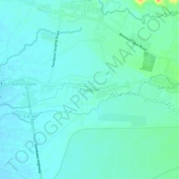 Topografische Karte Paudpod, Höhe, Relief