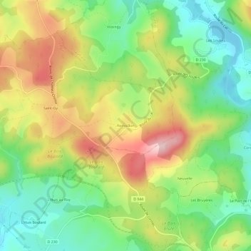 Topografische Karte Remoillon, Höhe, Relief