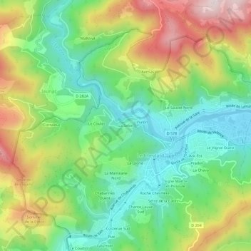 Topografische Karte La Selve, Höhe, Relief