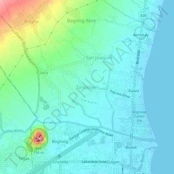 Topografische Karte Tamaoyan, Höhe, Relief