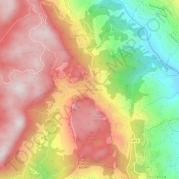 Topografische Karte Ulassa/Ulassai, Höhe, Relief