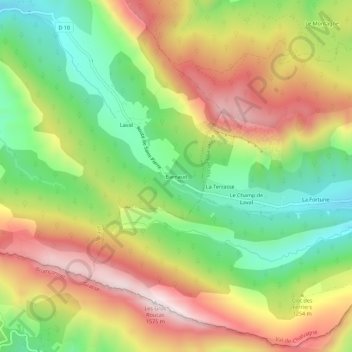 Topografische Karte Barnaud, Höhe, Relief