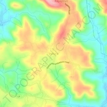 Topografische Karte Vellora, Höhe, Relief