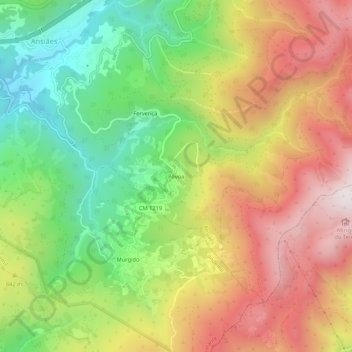 Topografische Karte Póvoa, Höhe, Relief