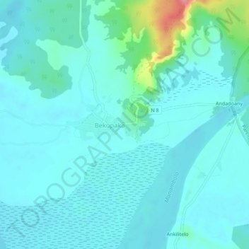 Topografische Karte Bekopaka, Höhe, Relief