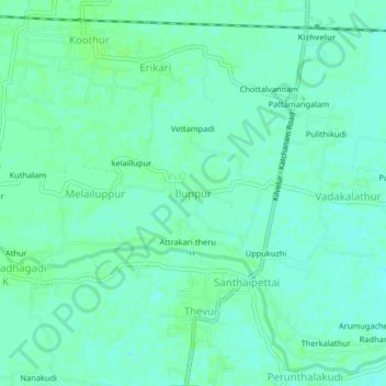 Topografische Karte Iluppur, Höhe, Relief